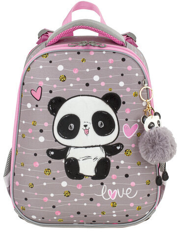Ранец BRAUBERG PREMIUM, 2 отделения, с брелком, "Funny panda", 38х29х16 см, 229899