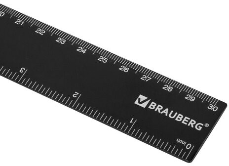Линейка пластиковая 30 см, BRAUBERG, черная, 210837