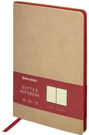 Блокнот А5 (148x218 мм), BRAUBERG "Metropolis Mix", под кожу, 80 л., в точку, бежевый, 113317