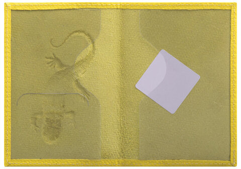 Обложка для паспорта натуральная кожа плетенка, с ящерицей, желтая, STAFF "Profit", 237205