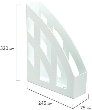 Лоток вертикальный для бумаг КОМПЛЕКТ 2 шт., BRAUBERG "Modern", 245х75х320 мм, белый, 238030