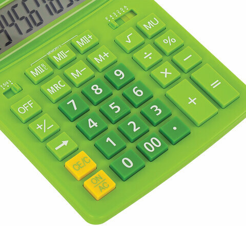 Калькулятор настольный BRAUBERG EXTRA-12-DG (206x155 мм), 12 разрядов, двойное питание, ЗЕЛЕНЫЙ, 250483