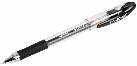 Ручка гелевая с грипом ОФИСМАГ M-555, ЧЕРНАЯ, игольчатый наконечник 0,5 мм, линия 0,35 мм, 144213