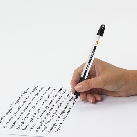 Ручка гелевая с грипом ОФИСМАГ M-555, ЧЕРНАЯ, игольчатый наконечник 0,5 мм, линия 0,35 мм, 144213