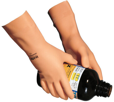 Перчатки латексные MAPA Industrial/Alto 299, хлопчатобумажное напыление, размер 8 (M), оранжевые