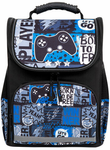 Ранец ПИФАГОР BASIC, 1 отделение, 3 кармана, эргономичная спинка, "Press play", 35х28х18 см, 272043