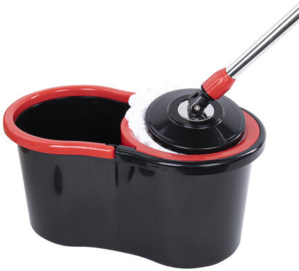 Швабра с отжимом и ведром 7 л/5 л LAIMA TONE MOP, две насадки в комплекте, черно-красный, 607487