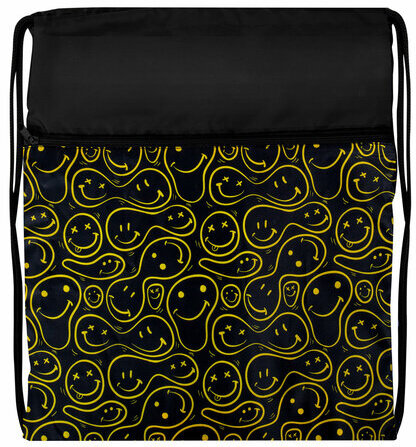 Мешок для обуви BRAUBERG БОЛЬШОЙ, с ручкой, карман на молнии, сетка, 49х41 см, "Smiles", 272403