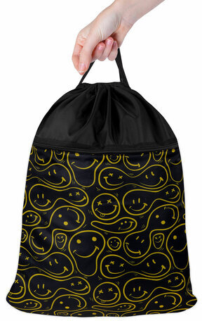 Мешок для обуви BRAUBERG БОЛЬШОЙ, с ручкой, карман на молнии, сетка, 49х41 см, "Smiles", 272403