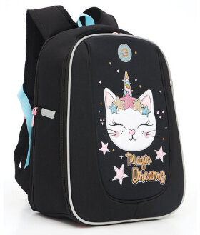 Ранец GRIZZLY анатомическая спинка, с брелоком, для девочек, MAGIC DREAMS, 36х29х18 см, RAf-492-3/3
