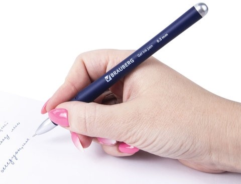 Ручка гелевая с грипом BRAUBERG "Impulse", СИНЯЯ, игольчатый узел 0,5 мм, линия письма 0,35 мм, 141182