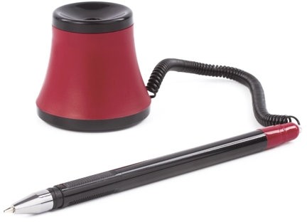 Ручка шариковая настольная масляная BRAUBERG "Стенд-Пен №1", СИНЯЯ, корпус черный/красный, линия письма 0,35 мм, 141886