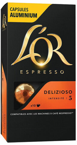 Кофе в алюминиевых капсулах L'OR "Espresso Delizioso" для кофемашин Nespresso, 10 порций, 4028608
