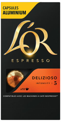 Кофе в алюминиевых капсулах L'OR "Espresso Delizioso" для кофемашин Nespresso, 10 порций, 4028608