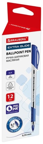 Ручка шариковая масляная с грипом BRAUBERG "Extra Glide GT", СИНЯЯ, трехгранная, узел 0,7 мм, линия письма 0,35 мм, 142681
