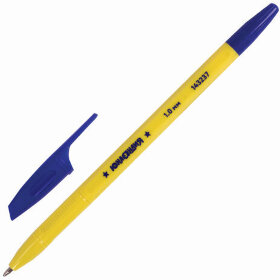 Ручка шариковая ЮНЛАНДИЯ &quot;CLASSIC&quot;, СИНЯЯ, корпус желтый, узел 1 мм, линия письма 0,5 мм, 143237