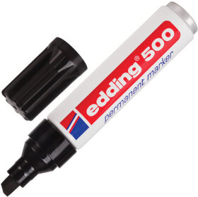 Маркер перманентный (нестираемый) EDDING 500, ЧЕРНЫЙ, ЗАПРАВЛЯЕМЫЙ, скошенный наконечник, 2-7 мм, E-500/1