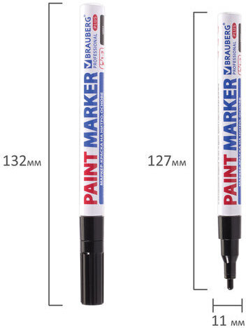 Маркер-краска лаковый (paint marker) 2 мм, ЧЕРНЫЙ, НИТРО-ОСНОВА, алюминиевый корпус, BRAUBERG PROFESSIONAL PLUS, 151439