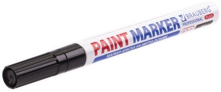 Маркер-краска лаковый (paint marker) 2 мм, ЧЕРНЫЙ, НИТРО-ОСНОВА, алюминиевый корпус, BRAUBERG PROFESSIONAL PLUS, 151439