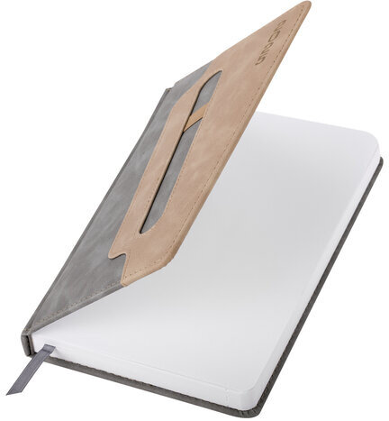 Ежедневник датированный 2025, А5, 138x213 мм, BRAUBERG "Assistant", под кожу, держатель, серый, 115890