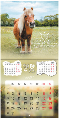 Календарь настенный перекидной на 2025 г., BRAUBERG, 12 листов, 29х29 см, "Детёныши", 116171