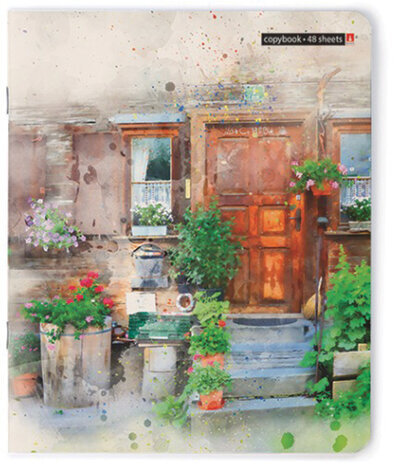 Тетрадь А5 48 л. АЛЬТ скоба, клетка, глянцевый лак, "ЕВРОПЕЙСКИЙ ДВОРИК" (5 видов), 7-48-1057