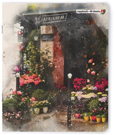 Тетрадь А5 48 л. АЛЬТ скоба, клетка, глянцевый лак, "ЕВРОПЕЙСКИЙ ДВОРИК" (5 видов), 7-48-1057