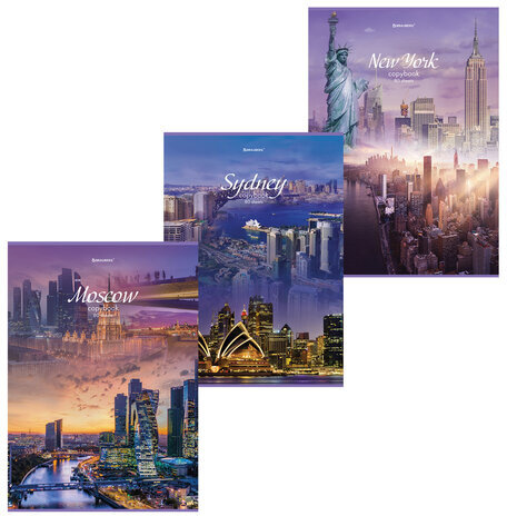 Тетрадь А4, 80 л., BRAUBERG, скоба, клетка, обложка картон, "City", 404045