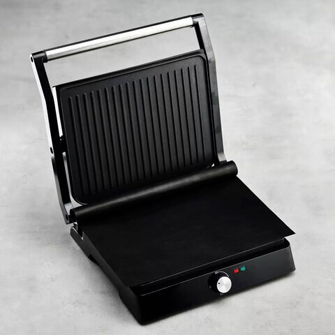 Электрогриль TIMBERK T-EG350M01, 2200 Вт, фиксированные панели, регулировка температуры, черный