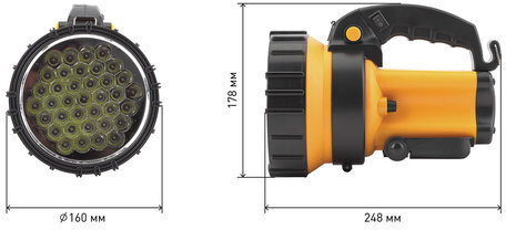 Фонарь-прожектор светодиодный ЭРА PA-603 "АЛЬФА", 36xLED, аккумуляторный, заряд от 220V