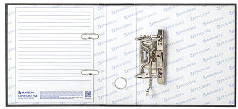 Папка-регистратор МАЛЫЙ ФОРМАТ (148х210 мм), А5, 70 мм, ВЕРТИКАЛЬНАЯ, покрытие мраморное, ПВХ,черная, BRAUBERG, 221721