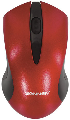 Мышь беспроводная SONNEN M-661R, USB, 1000 dpi, 2 кнопки + 1 колесо-кнопка, оптическая, красная, 512649