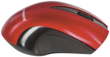 Мышь беспроводная SONNEN M-661R, USB, 1000 dpi, 2 кнопки + 1 колесо-кнопка, оптическая, красная, 512649
