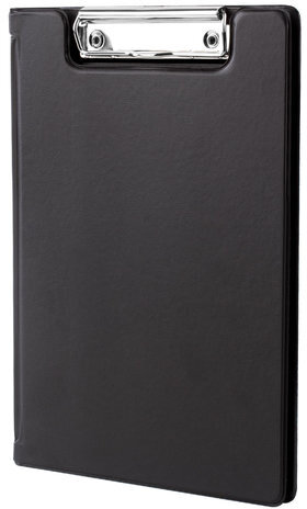 Папка-планшет МАЛЫЙ ФОРМАТ (180х255 мм) А5, BRAUBERG, с прижимом и крышкой, картон/ПВХ, черная, 227980