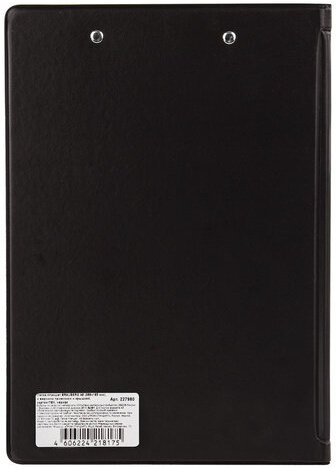 Папка-планшет МАЛЫЙ ФОРМАТ (180х255 мм) А5, BRAUBERG, с прижимом и крышкой, картон/ПВХ, черная, 227980