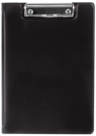 Папка-планшет МАЛЫЙ ФОРМАТ (180х255 мм) А5, BRAUBERG, с прижимом и крышкой, картон/ПВХ, черная, 227980