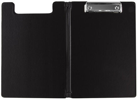 Папка-планшет МАЛЫЙ ФОРМАТ (180х255 мм) А5, BRAUBERG, с прижимом и крышкой, картон/ПВХ, черная, 227980