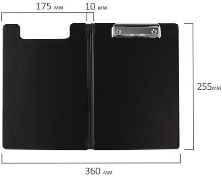 Папка-планшет МАЛЫЙ ФОРМАТ (180х255 мм) А5, BRAUBERG, с прижимом и крышкой, картон/ПВХ, черная, 227980