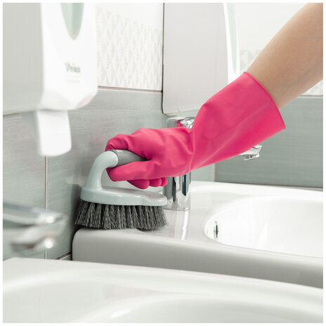 Перчатки латексные КЩС, прочные, хлопковое напыление, размер 7,5-8 M, средний, красные, HQ Profiline, 73582