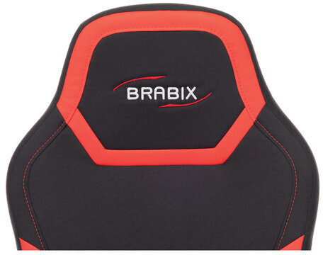 Кресло компьютерное BRABIX "Alpha GM-018", ткань/экокожа, черное/красное, 532637, GM-018_532637