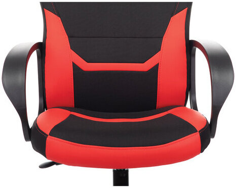 Кресло компьютерное BRABIX "Alpha GM-018", ткань/экокожа, черное/красное, 532637, GM-018_532637