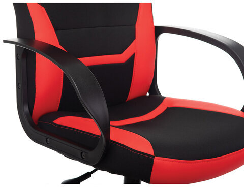 Кресло компьютерное BRABIX "Alpha GM-018", ткань/экокожа, черное/красное, 532637, GM-018_532637