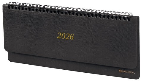 Планинг датированный 2026 305х140 мм BRAUBERG "Iguana", под кожу, черный, 117224