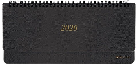 Планинг датированный 2026 305х140 мм BRAUBERG "Iguana", под кожу, черный, 117224