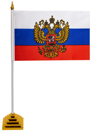Флаг России настольный 14х21 см, с гербом РФ, BRAUBERG, 550183, RU20