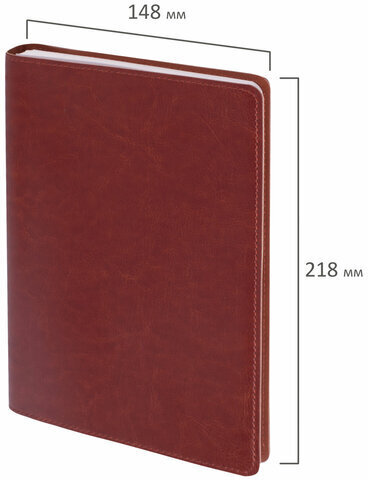 Тетрадь А5 (148x218 мм), BRAUBERG "Office PRO", гибкая, под кожу, гребень, 80 л., коричневая, 111044
