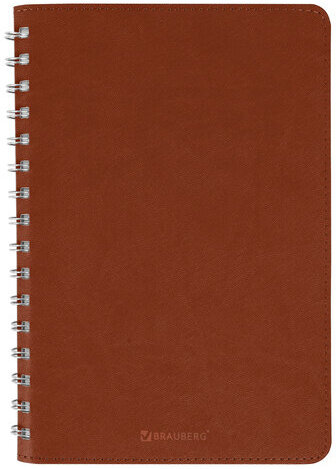 Тетрадь А5 (148x218 мм), BRAUBERG "Office PRO", гибкая, под кожу, гребень, 80 л., коричневая, 111044