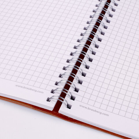 Тетрадь А5 (148x218 мм), BRAUBERG "Office PRO", гибкая, под кожу, гребень, 80 л., коричневая, 111044