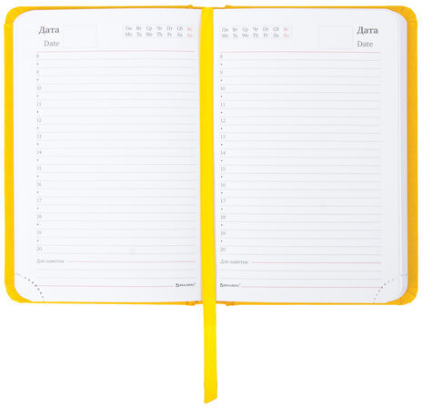 Ежедневник недатированный МАЛЫЙ ФОРМАТ А6 (100x150 мм) BRAUBERG "Select", балакрон, 160 л., желтый, 111684