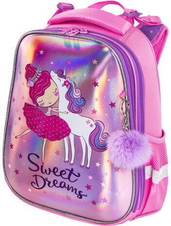 Ранец BRAUBERG PREMIUM, 2 отделения, с брелком, "Unicorn", 38х29х16 см, 229900